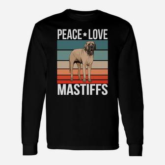 Peace Love Mastiffs Quote Retro Dog Owner Vintage Unisex Long Sleeve | Crazezy AU