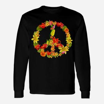 Peace Sign Flowers | Cool Ladies Flower Signage T-Shirt Gift Unisex Long Sleeve | Crazezy