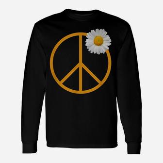 Peace Sign White Flower Boho Hippie Style Unisex Long Sleeve | Crazezy