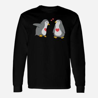 Penguin Couple In Love Valentine Happy Valentines Day Long Sleeve T-Shirt - Seseable