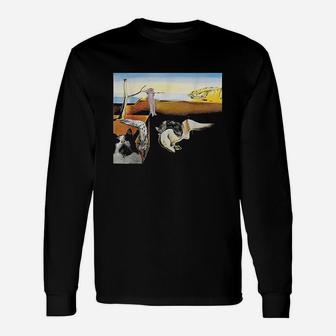 Persistence Of Meowory Funny Melting Cat Classical Art Meme Unisex Long Sleeve | Crazezy