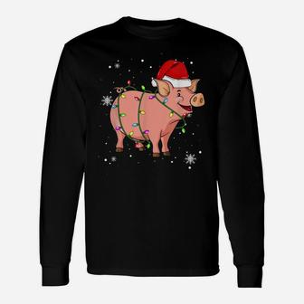 Pig Christmas Funny Santa Hat Christmas Animal Unisex Long Sleeve | Crazezy