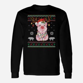 Pig Reindeer Santa Xmas Light Ugly Sweater Christmas Gifts Sweatshirt Unisex Long Sleeve | Crazezy DE