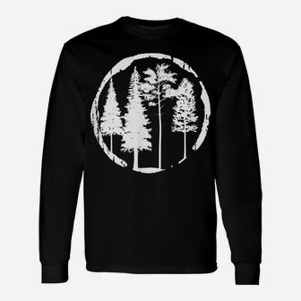 Pine Tree Forest Silhouette Vintage Unisex Long Sleeve | Crazezy UK