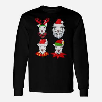Pit Bull Cute Reindeer Santa Elf Long Sleeve T-Shirt - Monsterry