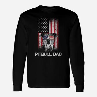 Pitbull American Flag 4Th Of July Pitbull Dad Dog Lover Unisex Long Sleeve | Crazezy