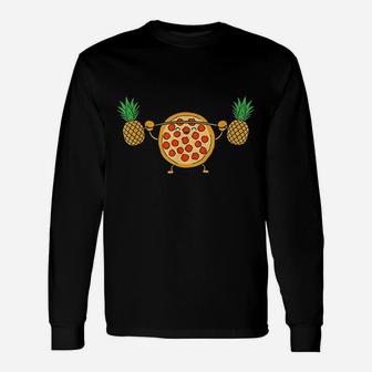 Pizza Lifting Pineapple Food Squat Barbell Long Sleeve T-Shirt - Thegiftio UK