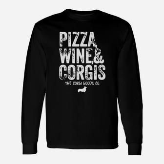 Pizza Wine And Corgis The Corgi Goods Co Canvas Long Sleeve T-Shirt - Monsterry