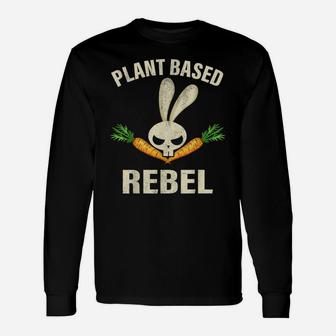 Plant Based Rebel Bunny Rabbit Funny Easter Vegan Unisex Long Sleeve | Crazezy AU