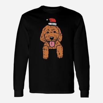 Pocket Goldendoodle Santa Hat Christmas Animal Pet Dog Gift Unisex Long Sleeve | Crazezy