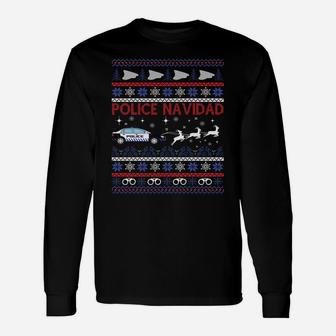 Police Navidad Ugly Christmas Sweater Design Sweatshirt Unisex Long Sleeve | Crazezy AU