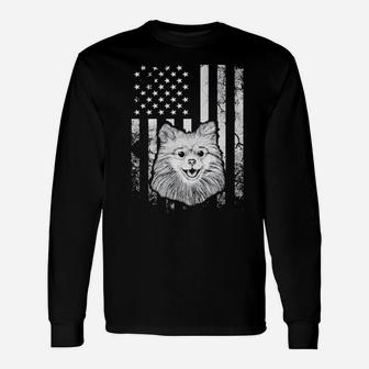Pomeranian 4Th Of July America Dog Usa Flag Patriotic Long Sleeve T-Shirt - Monsterry
