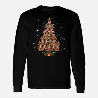 Poodle Christmas Tree Dog Xmas Lights Pajamas Funny Tee Unisex Long Sleeve | Crazezy AU