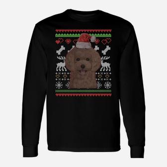 Poodle Dog Santa Claus Ugly Christmas Pattern X-Mas Sweatshirt Unisex Long Sleeve | Crazezy