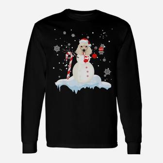 Poodle Snowman Dancing On Snow Xmas Dog Lover Long Sleeve T-Shirt - Monsterry DE