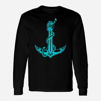 Preppy Nautical Boat Anchor With Chain Vintage Distressed Long Sleeve T-Shirt - Monsterry CA