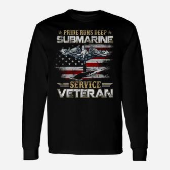 Pride Runs Deep Submarine Service Veteran Flag Patriotic Men Unisex Long Sleeve | Crazezy DE
