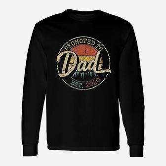 Promoted To Dad Est 2020 First Time New Dad Retro Long Sleeve T-Shirt - Thegiftio UK
