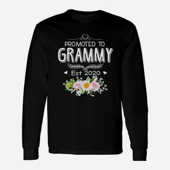 Promoted To Grammy Est 2020 Hippie Flower Long Sleeve T-Shirt - Thegiftio UK