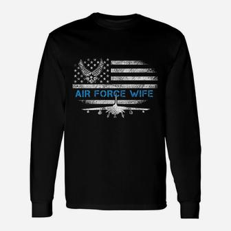 Proud Air Force Wife Veteran Flag Gift Unisex Long Sleeve | Crazezy CA