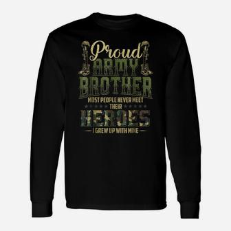 Proud Army Brother Shirt Patriotic Military Veteran Shirt Unisex Long Sleeve | Crazezy