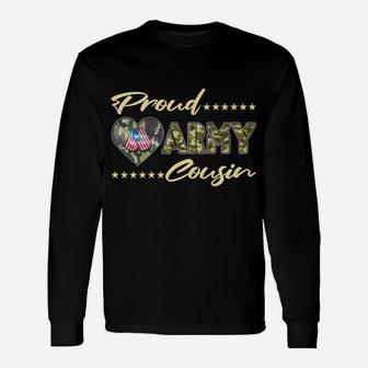 Proud Army Cousin Camo Us Flag Dog Tags Military Family Gift Unisex Long Sleeve | Crazezy