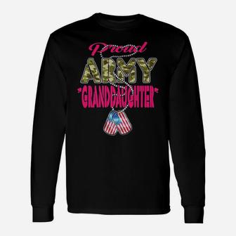 Proud Army Granddaughter Us Flag Dog Tag Military Family Unisex Long Sleeve | Crazezy UK