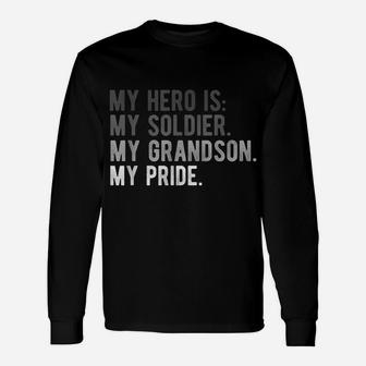 Proud Army Grandpa Grandma Shirt Grandson Soldier Hero Tee Unisex Long Sleeve | Crazezy