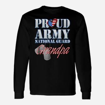 Proud Army National Guard Grandpa Usa Heart Flag Shirt Unisex Long Sleeve | Crazezy