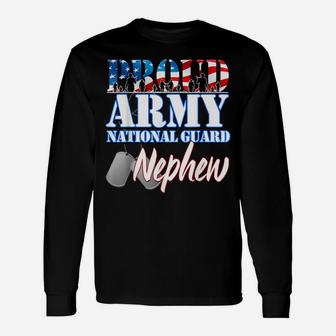 Proud Army National Guard Nephew Dog Tag Flag Shirt Men Unisex Long Sleeve | Crazezy
