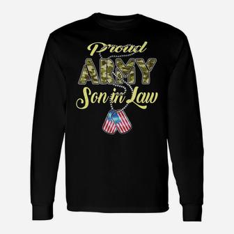 Proud Army Son-In-Law Camo Us Flag Dog Tag Military Family Unisex Long Sleeve | Crazezy