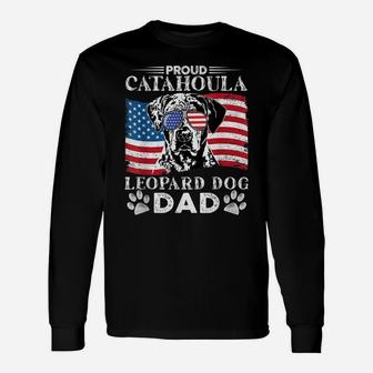 Proud Catahoula Leopard Dog Dad American Flag Patriotic Dog Unisex Long Sleeve | Crazezy UK