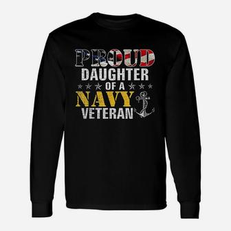 Proud Daughter Of A Navy Veteran American Flag Military Gift Unisex Long Sleeve | Crazezy DE