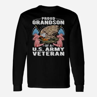 Proud Grandson Of A Us Army Veteran - Military Vet's Family Unisex Long Sleeve | Crazezy