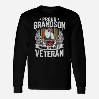 Proud Grandson Of A World War 2 Veteran Military Family Gift Unisex Long Sleeve | Crazezy