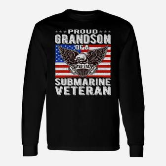 Proud Grandson Of Submarine Veteran Patriotic Military Gifts Unisex Long Sleeve | Crazezy UK