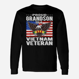 Proud Grandson Of Vietnam Veteran Patriotic Military Family Unisex Long Sleeve | Crazezy