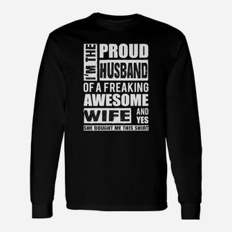 Proud Husband Of Wife Tees &ampamp Hoodies Tshirt Long Sleeve T-Shirt - Thegiftio UK