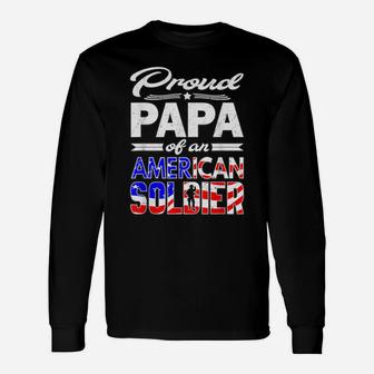Proud Papa Of A Soldier Shirt - Army Grandpa Tshirt Gift Tee Unisex Long Sleeve | Crazezy