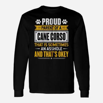 Proud Parent Of A Cane Corso Funny Dog Owner Mom & Dad Zip Hoodie Unisex Long Sleeve | Crazezy DE