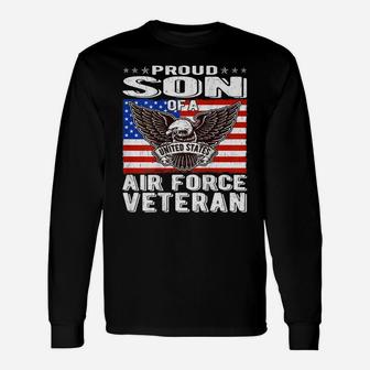Proud Son Of A Us Air Force Veteran Patriotic Military Child Unisex Long Sleeve | Crazezy AU