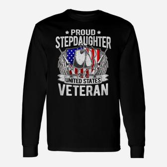 Proud Stepdaughter Of United States Veteran Military Family Unisex Long Sleeve | Crazezy