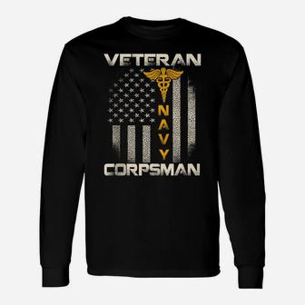 Proud Veteran Navy Corpsman T-Shirt Gifts For Men Unisex Long Sleeve | Crazezy UK