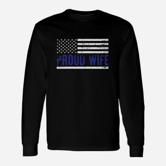 Proud Wife Blue Line Long Sleeve T-Shirt - Thegiftio UK