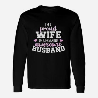 Proud Wife Husband Wedding Anniversary Long Sleeve T-Shirt - Thegiftio UK