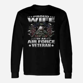 Proud Wife Of An Air Force Veteran Military Vet Spouse Gifts Unisex Long Sleeve | Crazezy UK