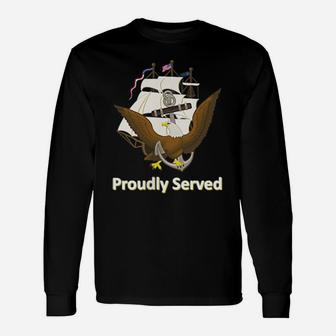 Proudly Served Veteran Navy Po2 Shirt Unisex Long Sleeve | Crazezy