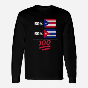 Puerto Rican And Cuban Heritage Flag Unisex Long Sleeve | Crazezy