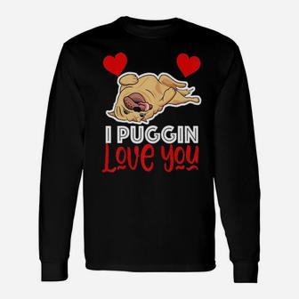 Pug Valentines Pugs And Kisses Long Sleeve T-Shirt - Monsterry