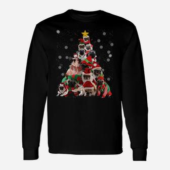 Pugs Christmas Tree Lights Funny Dog Xmas Gift Sweatshirt Unisex Long Sleeve | Crazezy CA